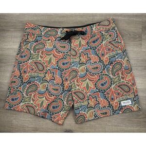 Banks Journal Paisley Board Shorts Mens 34 Muted Orange Blue Green Swim Trunks